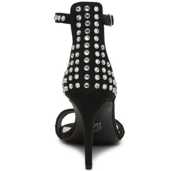 Chinese Laundry Sandals Heels Black Ankle Straps Rhinestone US 8.5 Open Toe - Picture 7 of 9